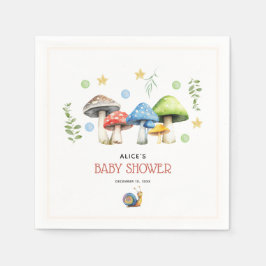 Whimsical Waterverf Mushroom Baby shower Servet