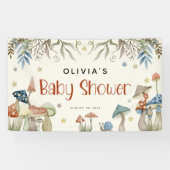 Whimsical Waterverf Mushroom Baby shower Spandoek (Horizontaal)