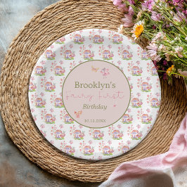 Whimsical Waterverf Mushroom Fairy Eerste Verjaard Papieren Bordje