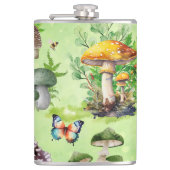 Whimsical Waterverf Mushroom Garden Heupfles (Voorkant)