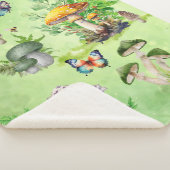 Whimsical Waterverf Mushroom Garden Sherpa Deken (3/4)
