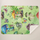 Whimsical Waterverf Mushroom Garden Sherpa Deken (Voorkant (horizontaal))