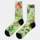 Whimsical Waterverf Mushroom Garden Sokken (Links)