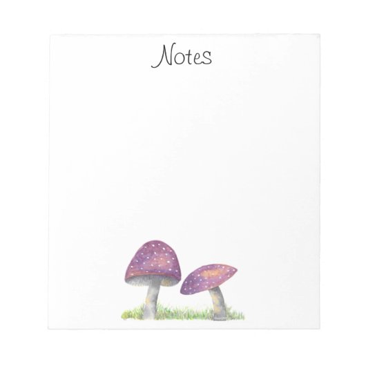 Whimsical Waterverf Mushroom Notepad Notitieblok (Voorkant)