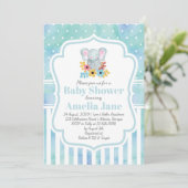 Whimsical Waterverf Olifant Boy Baby shower Kaart (Staand voorkant)