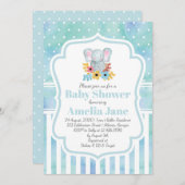 Whimsical Waterverf Olifant Boy Baby shower Kaart (Voorkant / Achterkant)