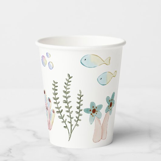 Whimsical Waterverf Onder het Zee Papieren Bekers (Achterkant)