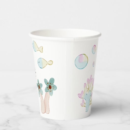 Whimsical Waterverf Onder het Zee Papieren Bekers (Rechts)