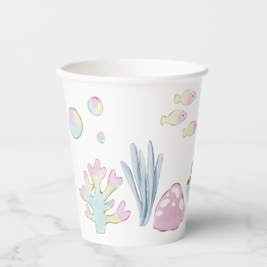 Whimsical Waterverf Onder het Zee Papieren Bekers (Voorkant)