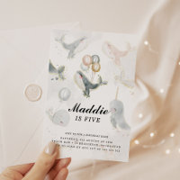 Whimsical Waterverf onder het Zee Whale Birthday