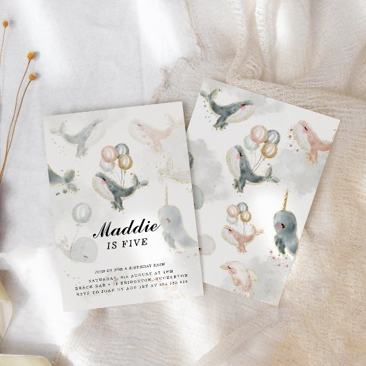 Whimsical Waterverf onder het Zee Whale Birthday Kaart