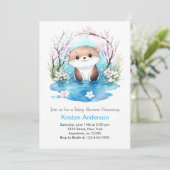 Whimsical Waterverf Otter Blue Boy Baby shower Kaart (Staand voorkant)