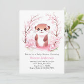 Whimsical Waterverf Otter Meisje Baby shower Kaart (Staand voorkant)