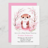 Whimsical Waterverf Otter Meisje Baby shower Kaart (Voorkant / Achterkant)