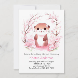 Whimsical Waterverf Otter Meisje Baby shower Kaart