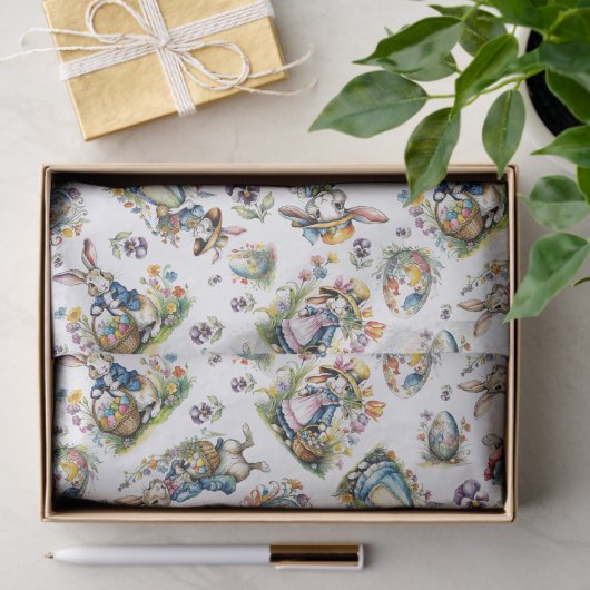 Whimsical  Waterverf Paashaas Patroon Tissuepapier (Geschenk)