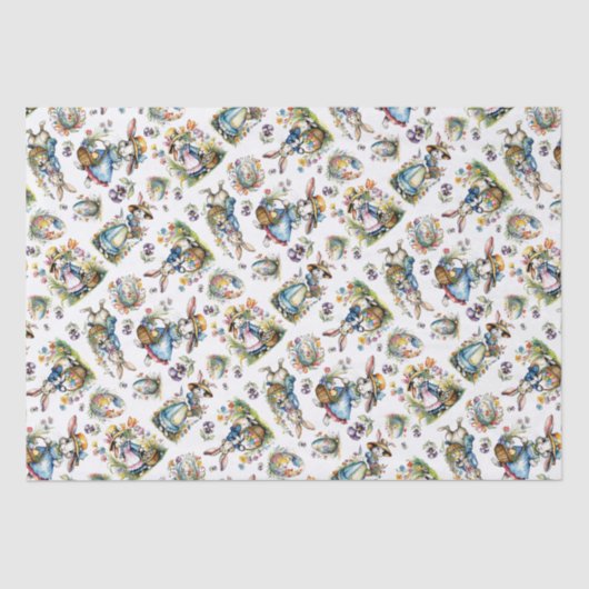Whimsical  Waterverf Paashaas Patroon Tissuepapier (Voorkant)