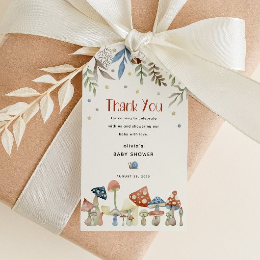 Whimsical Waterverf Paddestoel Baby shower Favor Cadeaulabel