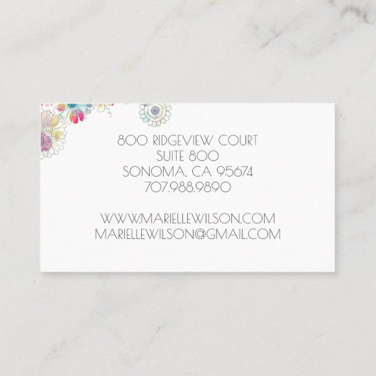 Whimsical Waterverf Painted Chilcare Visitekaartje (Achterkant)