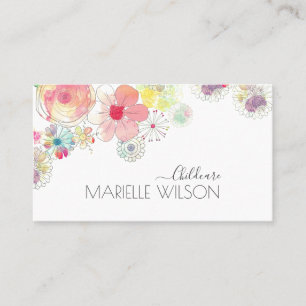 Whimsical Waterverf Painted Chilcare  Visitekaartje