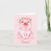 Whimsical Waterverf Pig Bedankkaart (Voorkant)