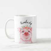 Whimsical Waterverf Pig Koffiemok (Links)