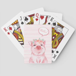 Whimsical Waterverf Pig Pokerkaarten