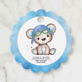 Whimsical Waterverf Pilot Teddy Bear Bedankjes Labels