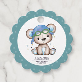 Whimsical Waterverf Pilot Teddy Bear Bedankjes Labels