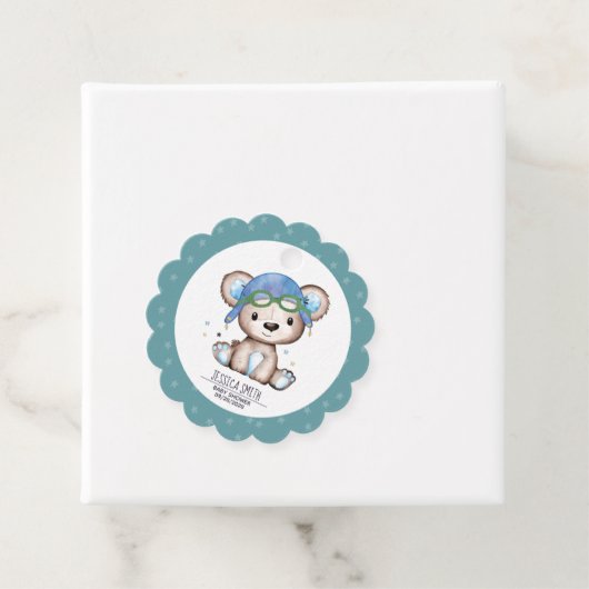 Whimsical Waterverf Pilot Teddy Bear Bedankjes Labels (In situ)