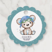 Whimsical Waterverf Pilot Teddy Bear Bedankjes Labels (Voorkant)