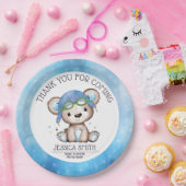 Whimsical Waterverf Pilot Teddy Bear Papieren Bordje (Feest)