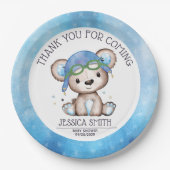 Whimsical Waterverf Pilot Teddy Bear Papieren Bordje (Voorkant)