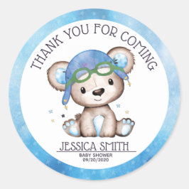 Whimsical Waterverf Pilot Teddy Bear Ronde Sticker