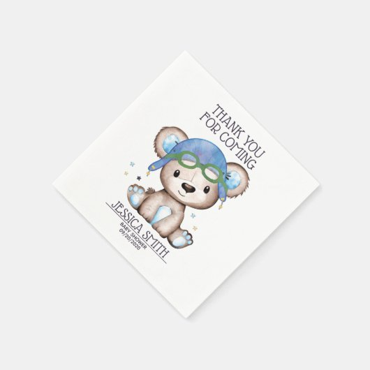 Whimsical Waterverf Pilot Teddy Bear Servet (Hoek)