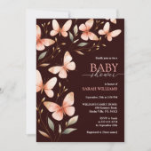 Whimsical Waterverf Pink Butterfly Baby shower Kaart (Voorkant)