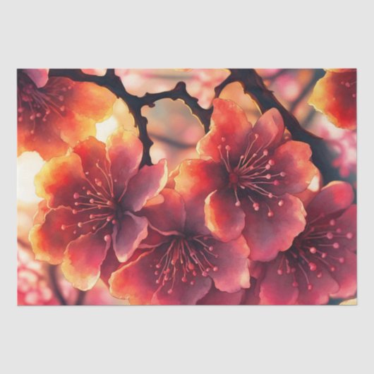 Whimsical Waterverf Pink Cherry Blossoms Tissuepapier (Voorkant)