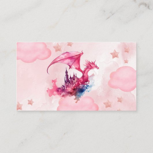 Whimsical Waterverf Pink Dragon Books voor Baby Informatiekaartje (Achterkant)