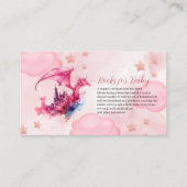 Whimsical Waterverf Pink Dragon Books voor Baby Informatiekaartje (Voorkant)