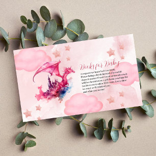 Whimsical Waterverf Pink Dragon Books voor Baby Informatiekaartje