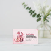 Whimsical Waterverf Pink Dragon Books voor Baby Informatiekaartje (Staand voorkant)