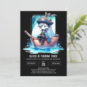 Whimsical Waterverf Pirate Birthday Kaart (Staand voorkant)