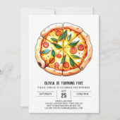 Whimsical Waterverf Pizza Verjaardag Kaart (Voorkant)