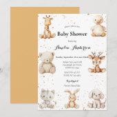 Whimsical Waterverf Pluche Animals Baby shower Kaart (Voorkant / Achterkant)