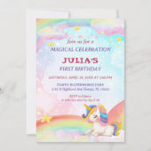 Whimsical Waterverf Rainbow Unicorn Birthday Kaart (Voorkant)