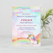 Whimsical Waterverf Rainbow Unicorn Birthday Kaart (Staand voorkant)