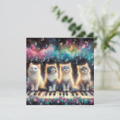 Whimsical Waterverf Regenboog Katten Valentijn Feestdagenkaart (Staand voorkant)