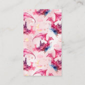 Whimsical Waterverf Roze Draak Luier Raffle Informatiekaartje (Achterkant)