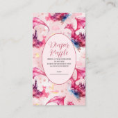 Whimsical Waterverf Roze Draak Luier Raffle Informatiekaartje (Voorkant)