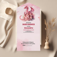 Whimsical Waterverf Roze Dragon Baby shower